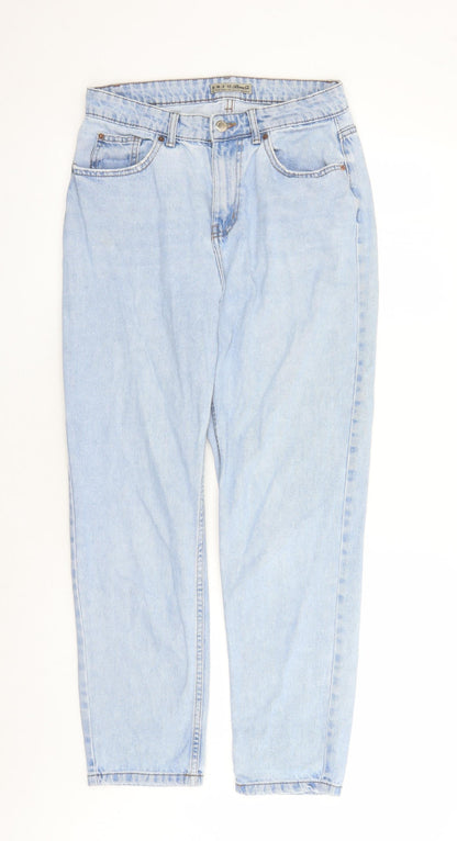 Denim & Co. Womens Blue Cotton Straight Jeans Size 10 L29 in Regular Zip - Pockets