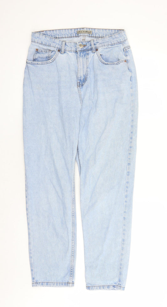 Denim & Co. Womens Blue Cotton Straight Jeans Size 10 L29 in Regular Zip - Pockets