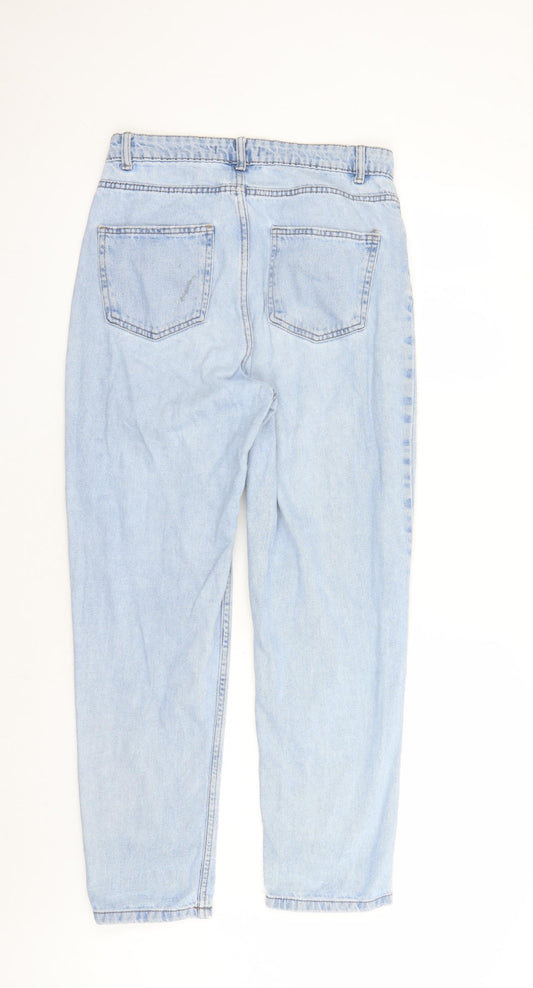 Denim & Co. Womens Blue Cotton Straight Jeans Size 10 L29 in Regular Zip - Pockets