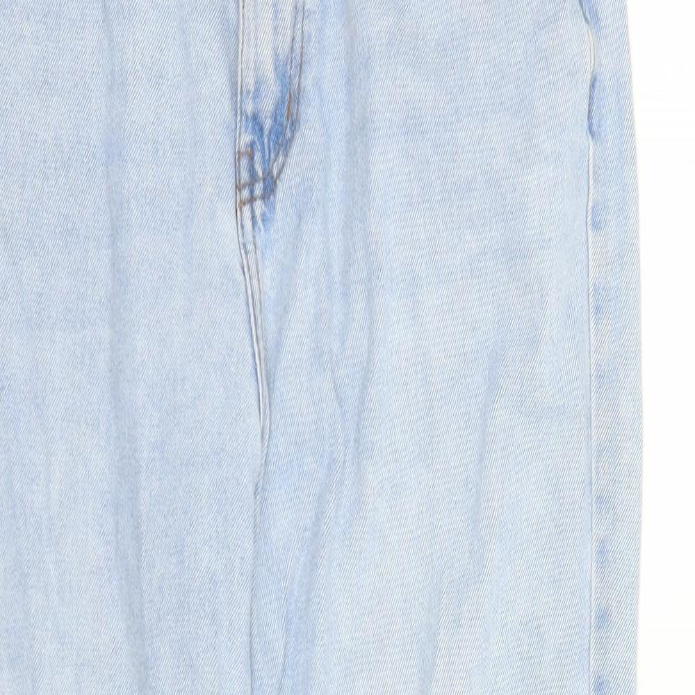 Denim & Co. Womens Blue Cotton Straight Jeans Size 10 L29 in Regular Zip - Pockets