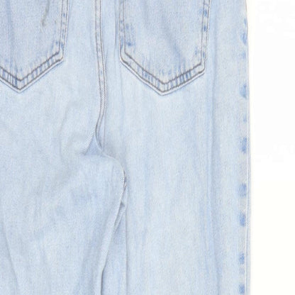 Denim & Co. Womens Blue Cotton Straight Jeans Size 10 L29 in Regular Zip - Pockets