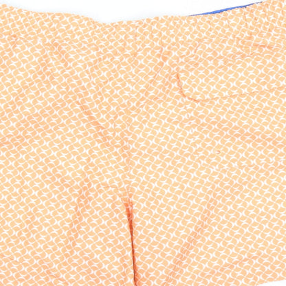Marks and Spencer Mens Orange Geometric Polyester Sweat Shorts Size 3XL L6 in Regular Drawstring - Elasticated Waist Swim Shorts Pockets