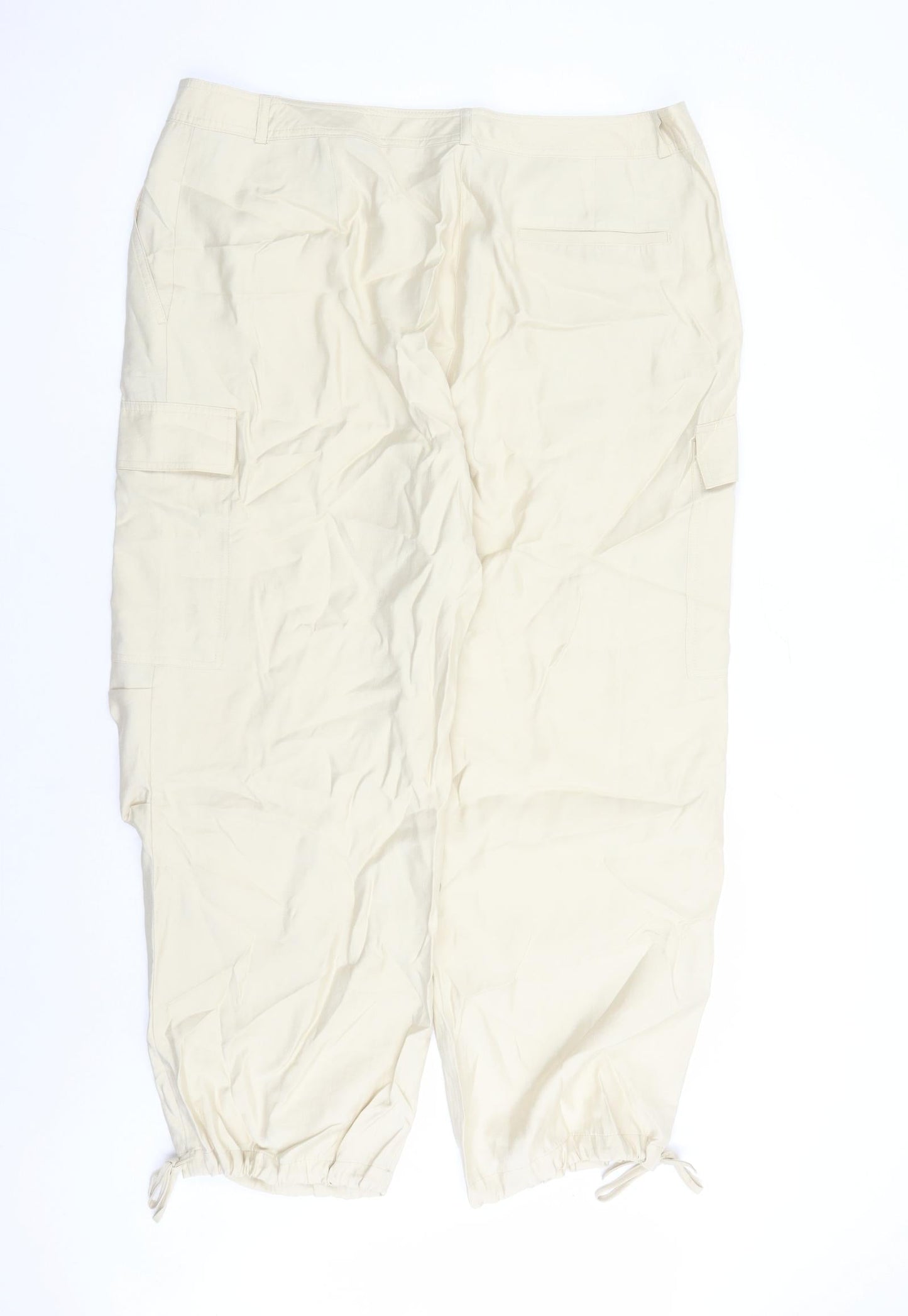 Womens UK Size 20 Marks and Spencer Regular Fit Cargo Beige Trousers