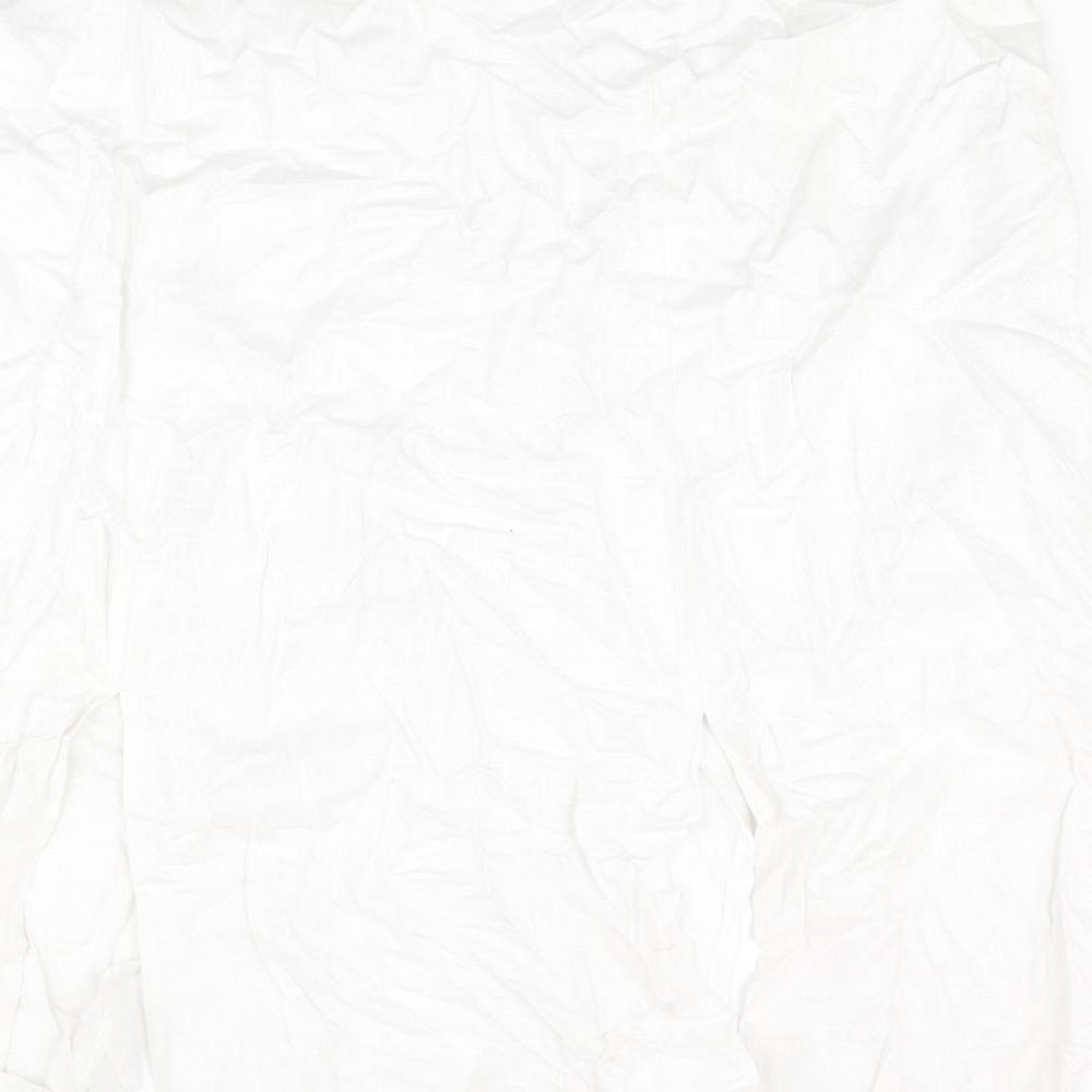 Marks and Spencer Womens White Linen Straight & Pencil Skirt Size 24 Zip - Slits Belted
