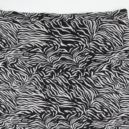 Marks and Spencer Womens Black Animal Print Polyester A-Line Skirt Size 24 - Lace Trim Zebra Print