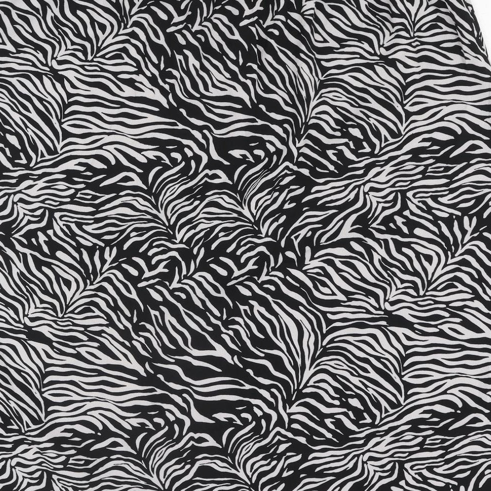 Marks and Spencer Womens Black Animal Print Polyester A-Line Skirt Size 24 - Lace Trim Zebra Print