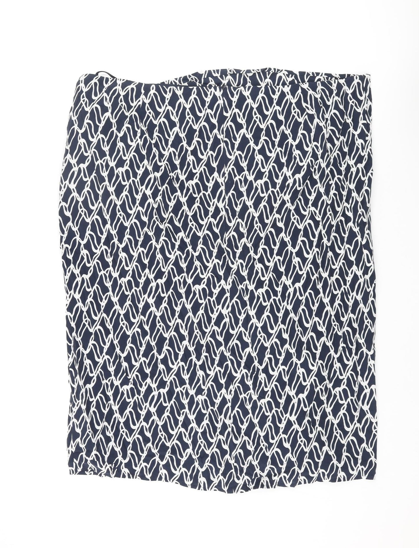 Autograph Womens Blue Geometric Cupro Wrap Skirt Size 24 Zip