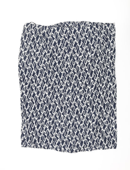 Autograph Womens Blue Geometric Cupro Wrap Skirt Size 24 Zip