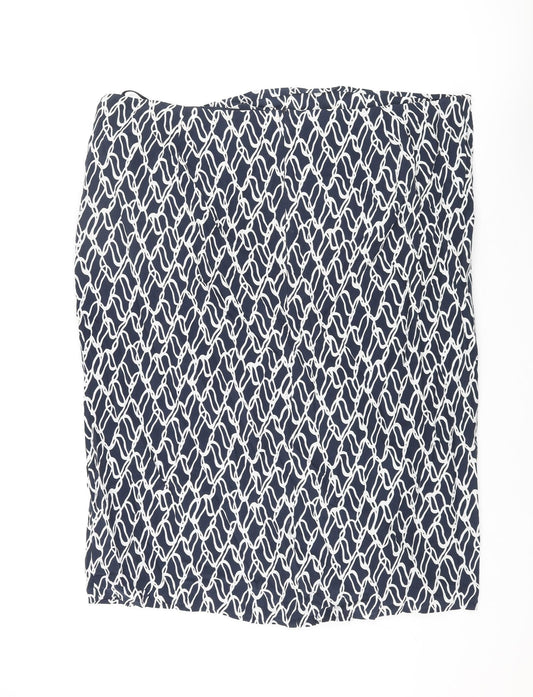 Autograph Womens Blue Geometric Cupro Wrap Skirt Size 24 Zip