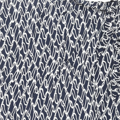 Autograph Womens Blue Geometric Cupro Wrap Skirt Size 24 Zip