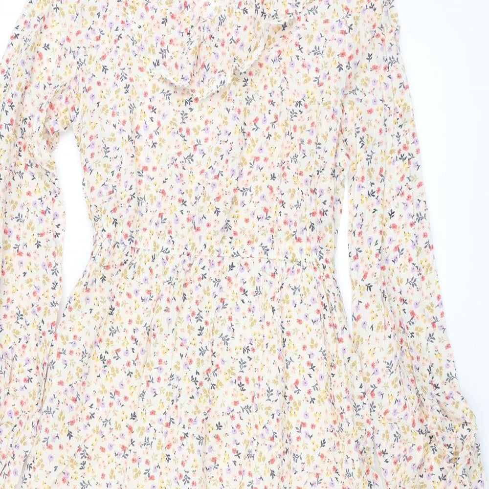 Marks and Spencer Womens Multicoloured Floral Cotton Shift Size 6 Collared Pullover