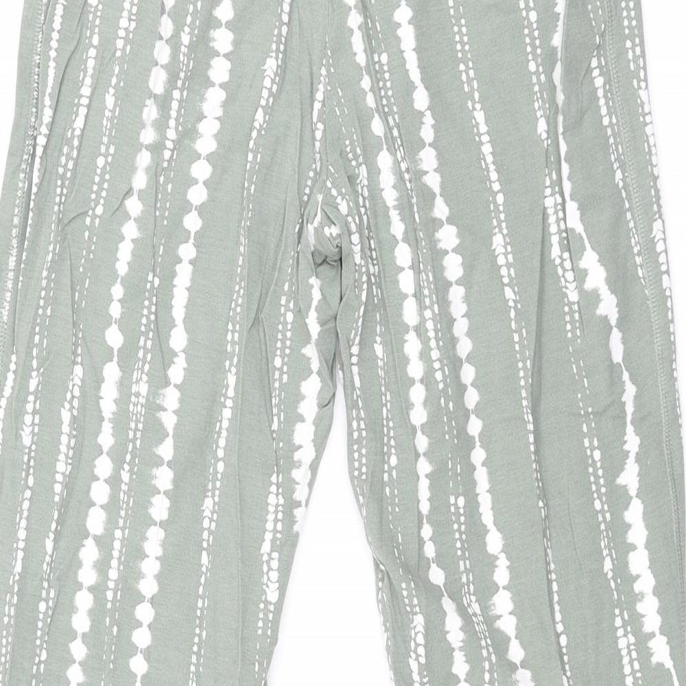 Marks and Womens Green Geometric Viscose Trousers Size 6 L26 in Regular