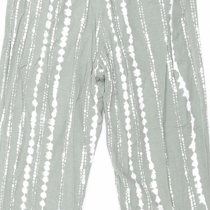 Marks and Womens Green Geometric Viscose Trousers Size 6 L26 in Regular