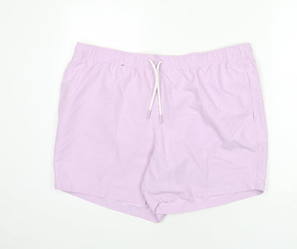 Marks and Spencer Mens Purple Polyester Bermuda Shorts Size 2XL L6 in Regular Drawstring - Swim Shorts