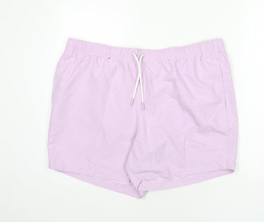 Marks and Spencer Mens Purple Polyester Bermuda Shorts Size 2XL L6 in Regular Drawstring - Swim Shorts