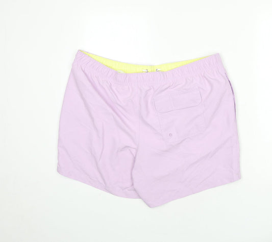 Marks and Spencer Mens Purple Polyester Bermuda Shorts Size 2XL L6 in Regular Drawstring - Swim Shorts