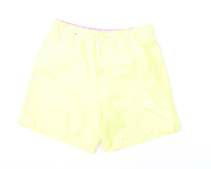 Marks and Spencer Mens Yellow Polyester Bermuda Shorts Size S L6 in Regular Drawstring - Swim Shorts