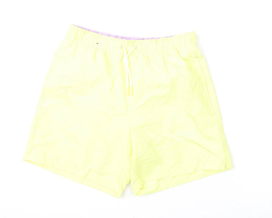 Marks and Spencer Mens Yellow Polyester Bermuda Shorts Size S L6 in Regular Drawstring - Swim Shorts