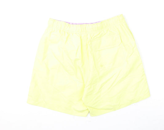 Marks and Spencer Mens Yellow Polyester Bermuda Shorts Size S L6 in Regular Drawstring - Swim Shorts