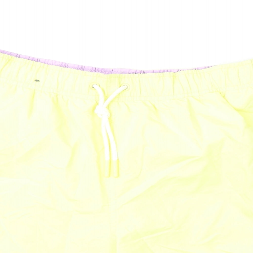 Marks and Spencer Mens Yellow Polyester Bermuda Shorts Size S L6 in Regular Drawstring - Swim Shorts