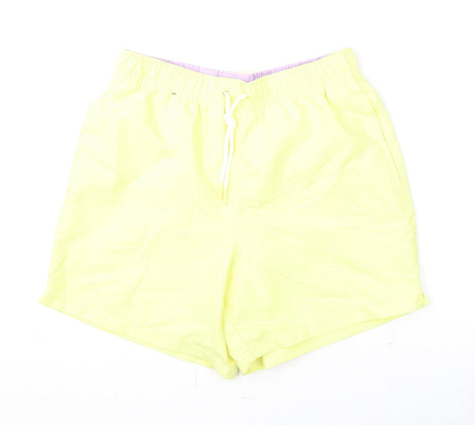 Marks and Spencer Mens Yellow Polyester Bermuda Shorts Size S L6 in Regular Drawstring - Swim Shorts