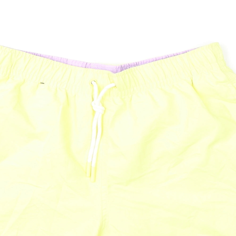 Marks and Spencer Mens Yellow Polyester Bermuda Shorts Size S L6 in Regular Drawstring - Swim Shorts