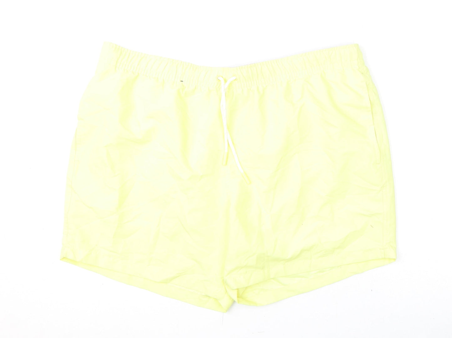 Marks and Spencer Mens Yellow Polyester Bermuda Shorts Size 2XL L6 in Regular Drawstring - Swim Shorts