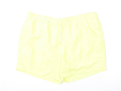 Marks and Spencer Mens Yellow Polyester Bermuda Shorts Size 2XL L6 in Regular Drawstring - Swim Shorts