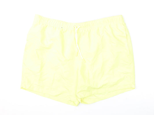 Marks and Spencer Mens Yellow Polyester Bermuda Shorts Size 2XL L6 in Regular Drawstring - Swim Shorts