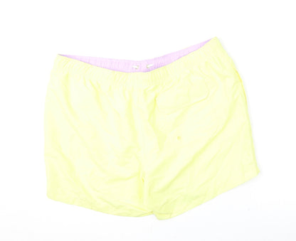 Marks and Spencer Mens Yellow Polyester Bermuda Shorts Size 2XL L6 in Regular Drawstring - Swim Shorts