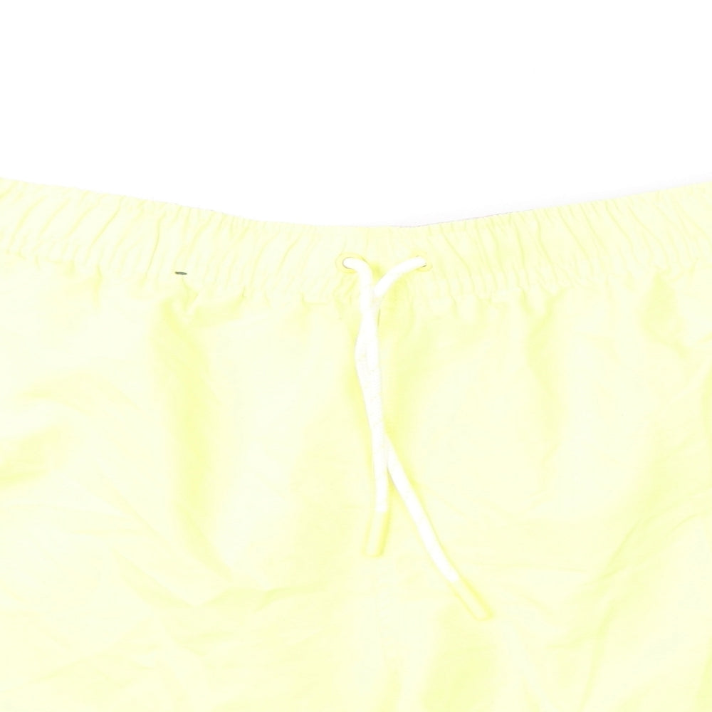 Marks and Spencer Mens Yellow Polyester Bermuda Shorts Size 2XL L6 in Regular Drawstring - Swim Shorts