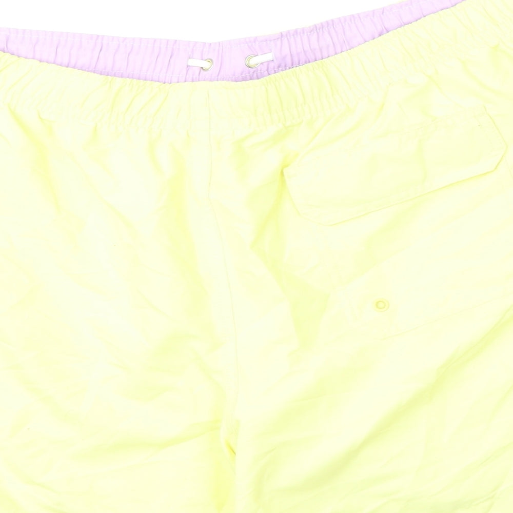 Marks and Spencer Mens Yellow Polyester Bermuda Shorts Size 2XL L6 in Regular Drawstring - Swim Shorts