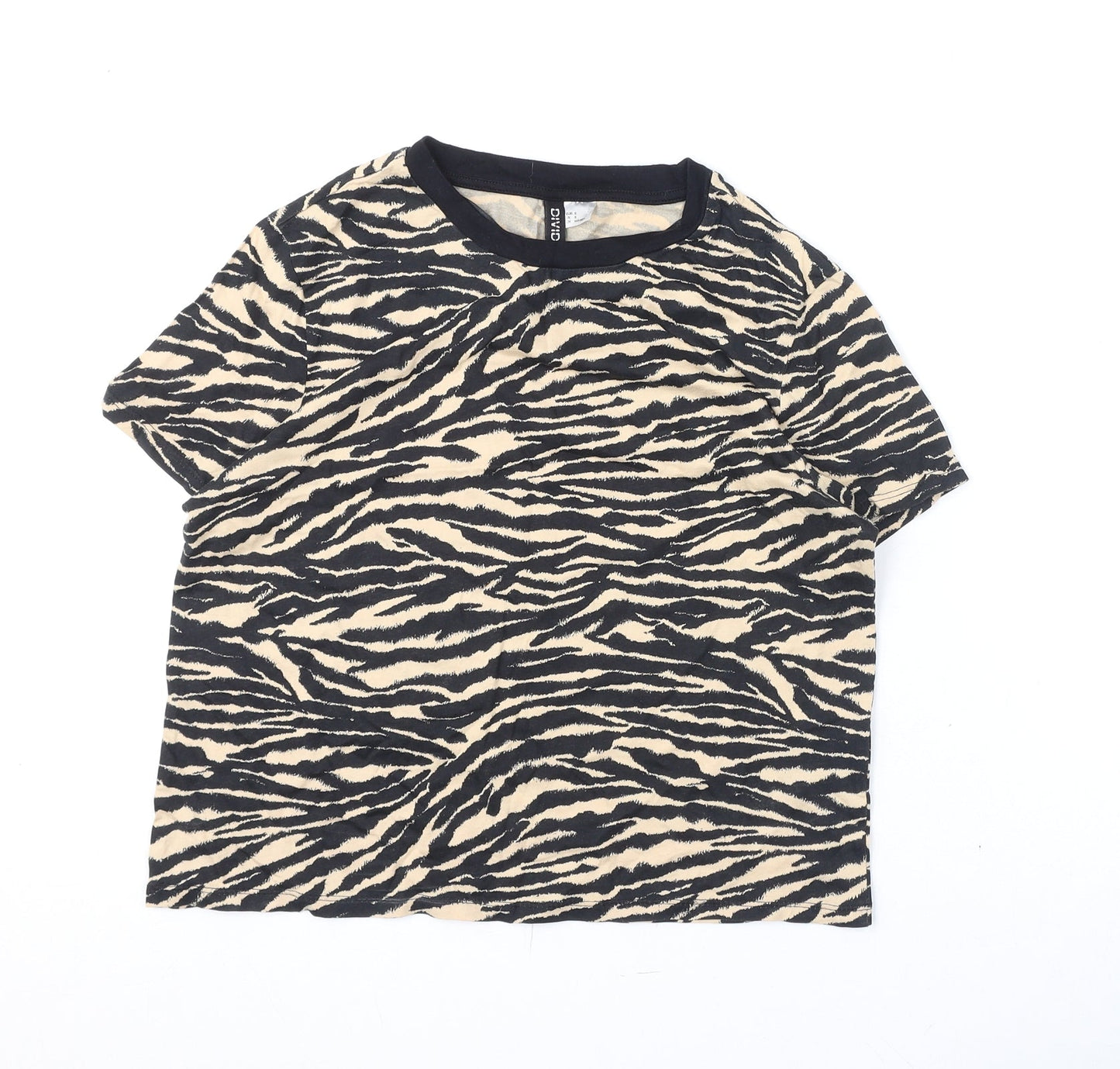 Womens UK Size S Divided by H&M Black Cropped T-Shirt