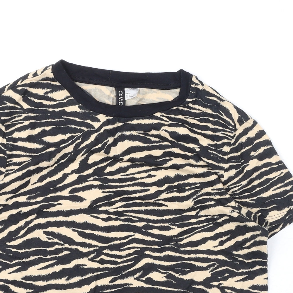 Womens UK Size S Divided by H&M Black Cropped T-Shirt