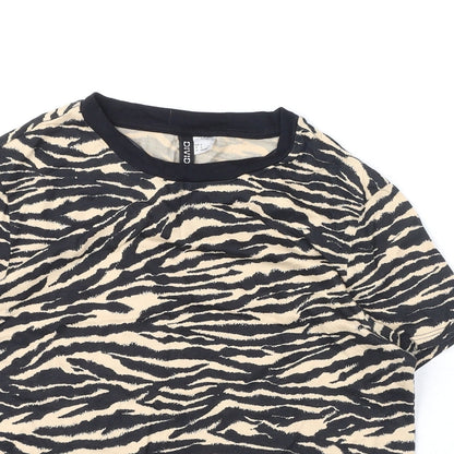 Womens UK Size S Divided by H&M Black Cropped T-Shirt