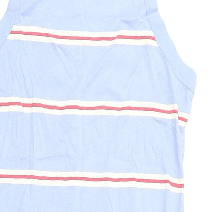 Marks and Spencer Womens Blue Striped Cotton Tank Dress Size S Round Neck Pullover