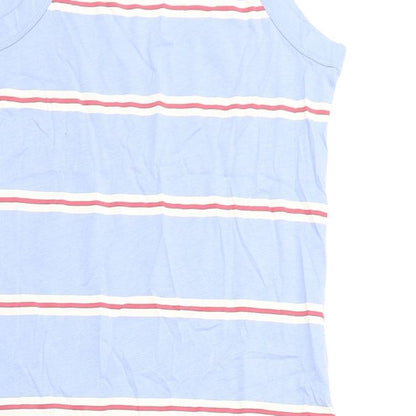 Marks and Spencer Womens Blue Striped Cotton Tank Dress Size S Round Neck Pullover
