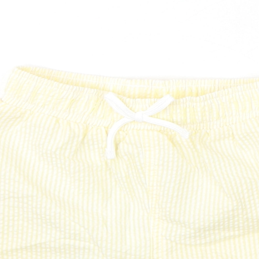 Marks and Spencer Boys Yellow Striped Polyester Cropped Trousers Size 6-9 Months Drawstring - Swim Shorts
