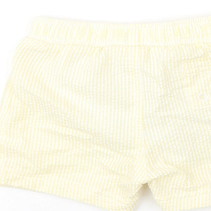 Marks and Spencer Boys Yellow Striped Polyester Cropped Trousers Size 6-9 Months Drawstring - Swim Shorts