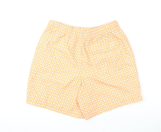Marks and Spencer Mens Orange Geometric Polyester Bermuda Shorts Size S L6 in Regular Drawstring - Swim Shorts