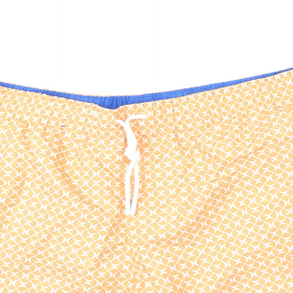 Marks and Spencer Mens Orange Geometric Polyester Bermuda Shorts Size 2XL L6 in Regular Drawstring - Swim Shorts