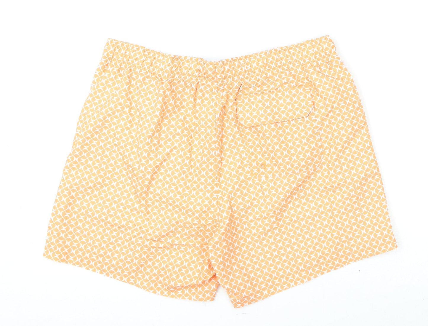 Marks and Spencer Mens Orange Geometric Polyester Bermuda Shorts Size L L6 in Regular Drawstring - Swim Shorts
