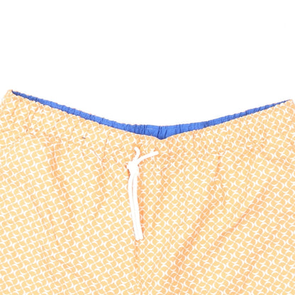 Marks and Spencer Mens Orange Geometric Polyester Bermuda Shorts Size L L6 in Regular Drawstring - Swim Shorts