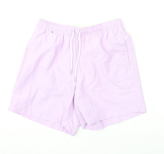 Marks and Spencer Mens Purple Polyester Bermuda Shorts Size S L6 in Regular Drawstring - Swim Shorts