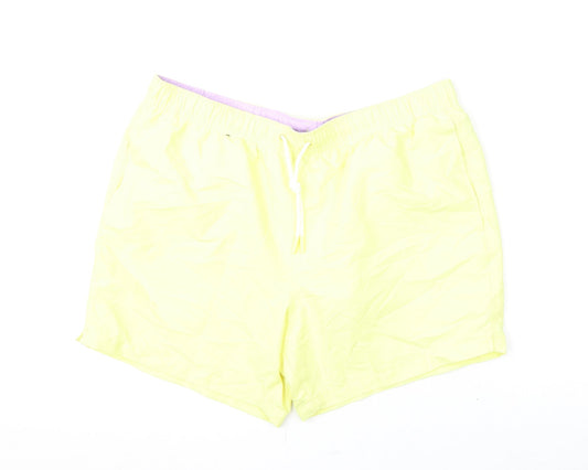 Marks and Spencer Mens Yellow Polyester Bermuda Shorts Size XL L6 in Regular Drawstring - Swim Shorts