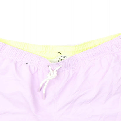 Marks and Spencer Mens Purple Polyester Bermuda Shorts Size 3XL L6 in Regular Drawstring - Swim Shorts