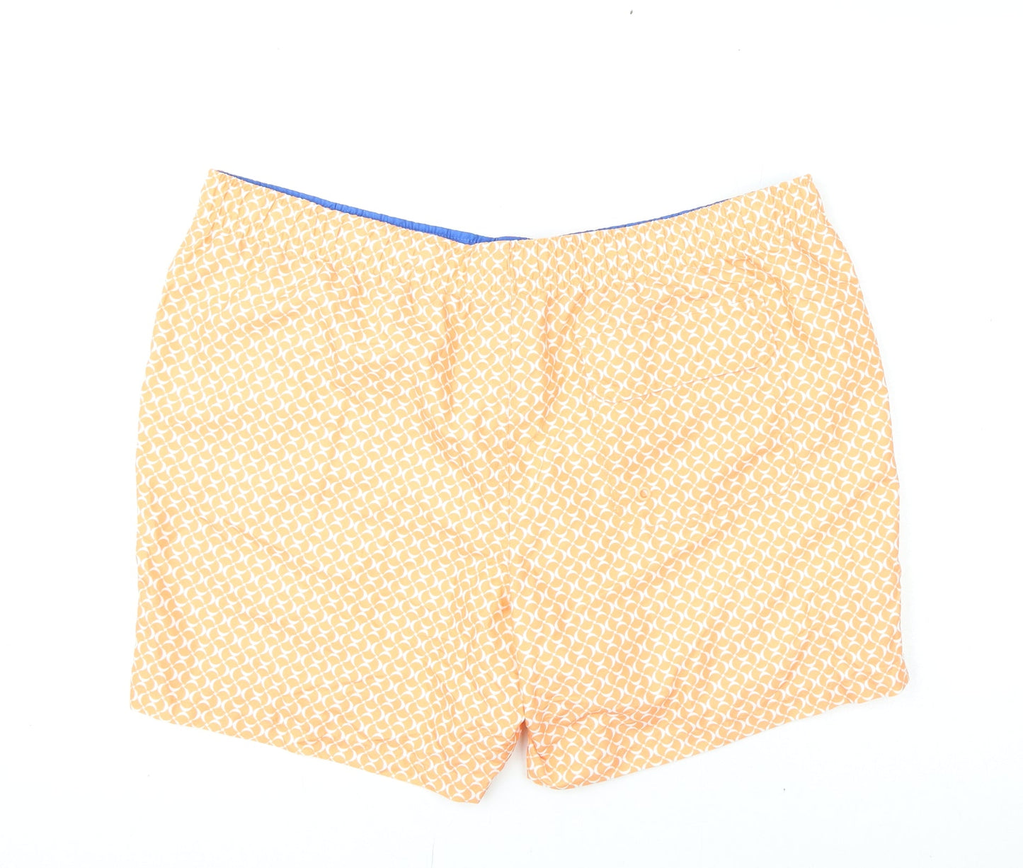 Marks and Spencer Mens Orange Geometric Polyester Bermuda Shorts Size 2XL L6 in Regular Drawstring - Swim Shorts