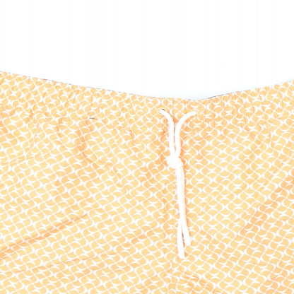 Marks and Spencer Mens Orange Geometric Polyester Bermuda Shorts Size 2XL L6 in Regular Drawstring - Swim Shorts