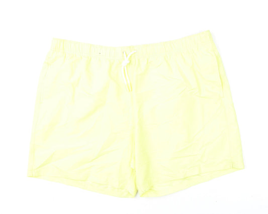 Marks and Spencer Mens Yellow Polyester Bermuda Shorts Size 2XL L6 in Regular Drawstring