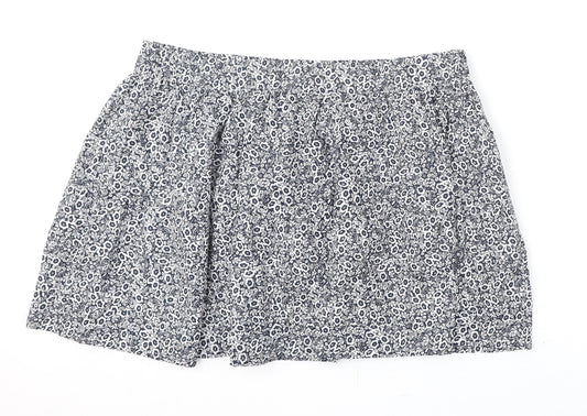 Marks and Spencer Womens Blue Floral Cotton Flare Skirt Size 20